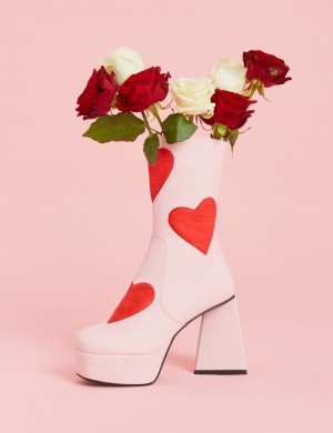Lamoda Letter To My Lover Plataforma Ankle Boots Rosas Rojos | 3614DOKIR