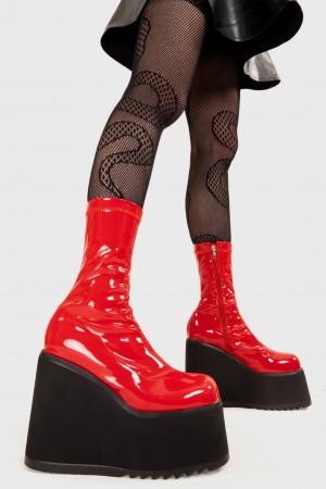 Lamoda Lights Out Fornido Plataforma Ankle Boots Rojos | 5801UMQPT