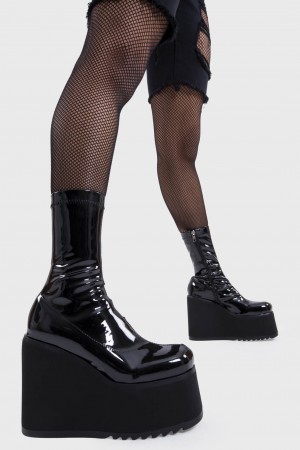 Lamoda Lights Out Fornido Plataforma Ankle Boots Negros | 1946BXYSR