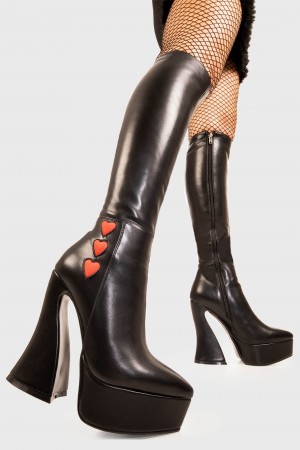 Lamoda Love Potion Anchos Calf Plataforma Knee High Boots Negros | 1428JAHLN