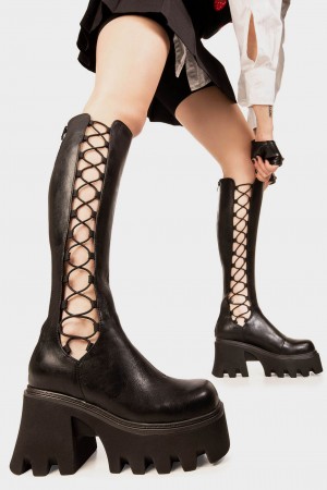 Lamoda MIsery Business Fornido Plataforma Knee High Boots Negros | 9213RCTLG