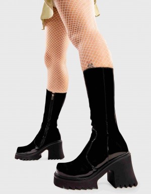 Lamoda Mind Pool Fornido Plataforma Calf Boots Negros | 4673ZYEPU