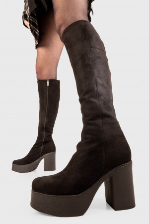 Lamoda Mundane Nights Knee High Plataforma Boots Negros | 2693SDFWH