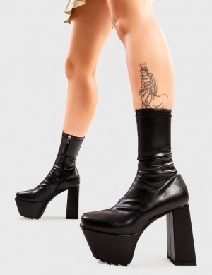 Lamoda My Side Plataforma Ankle Boots Negros | 7859WNIGR