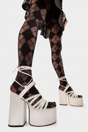 Lamoda Nice Try Plataforma Sandals Blancos | 7125INJUP