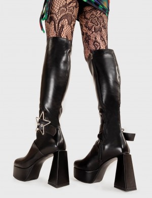 Lamoda Night Light Plataforma Knee High Boots Negros | 8704NQHAL