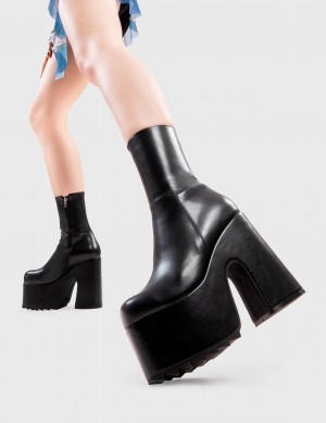 Lamoda Night Train Fornido Plataforma Ankle Boots Negros | 3215XUTHO