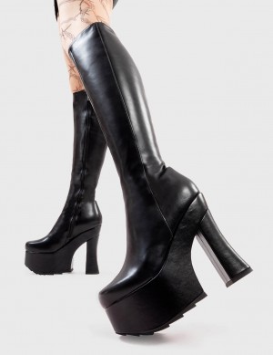 Lamoda Night Vision Plataforma Knee High Boots Negros | 2571IJHRU