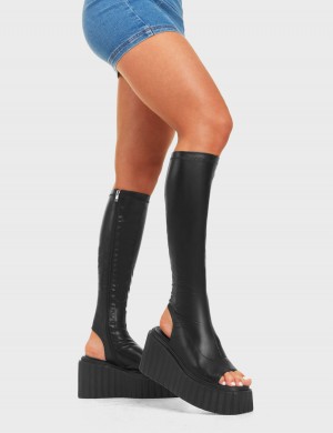 Lamoda No Hard Feelings Fornido Plataforma Creeper Knee High Boots Negros | 5430XNPAC