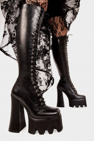 Lamoda No Promises Plataforma Knee High Boots Negros | 9317OHNQD