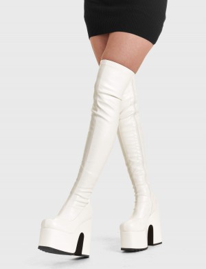 Lamoda Not Ready Fornido Plataforma Thigh High Boots Blancos | 8549EWNUZ