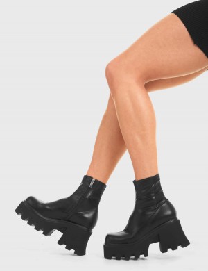 Lamoda Notorious Fornido Plataforma Ankle Boots Negros | 9082HTGMV