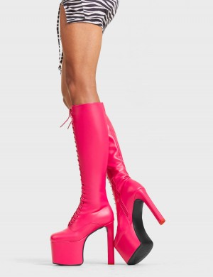 Lamoda Nowhere To Run Plataforma Knee High Boots Fucsia | 0738VQEWN