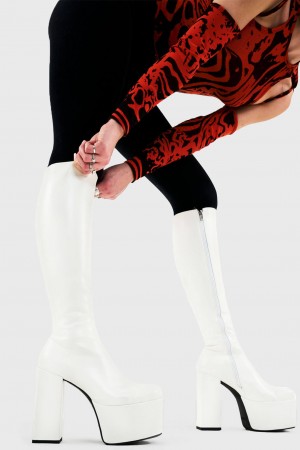 Lamoda Obsession Plataforma Knee High Boots Blancos | 1074OIQTL