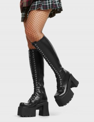 Lamoda On Ropes Fornido Plataforma Knee High Boots Negros | 2543JVPHU