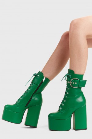 Lamoda One Shot Plataforma Ankle Boots Verdes | 6075MLGSE