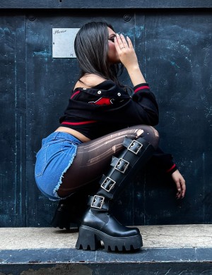 Lamoda Orion's Belt Fornido Plataforma Knee High Boots Negros | 3078ZTROA