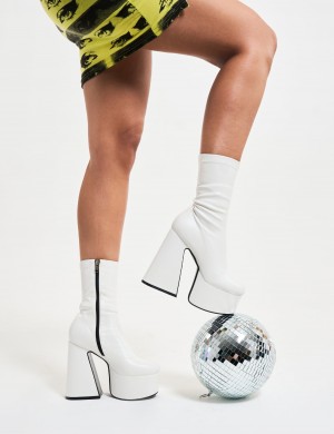 Lamoda Over It Plataforma Ankle Boots Blancos | 0285JPIVC