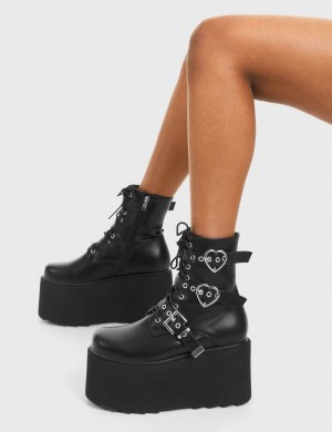 Lamoda Part Time Lover Fornido Plataforma Ankle Boots Negros | 6397WHVFE
