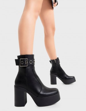Lamoda Pluto Plataforma Ankle Boots Negros | 7901SMAHN