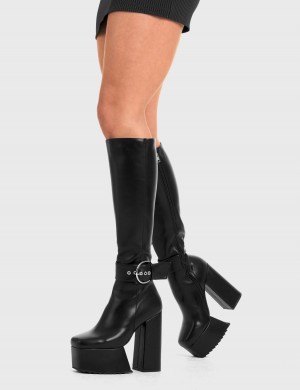 Lamoda Power Over You Plataforma Knee High Boots Negros | 9084YDVBC