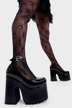 Lamoda Power Trip Fornido Plataforma Heels Negros | 9814AHZIX