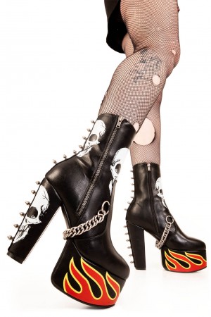 Lamoda Rage Plataforma Ankle Boots Negros | 0439RWCOM