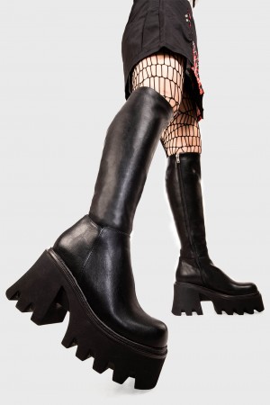 Lamoda Ready Anchos Calf Fornido Plataforma Knee High Boots Negros | 0324QNXWP