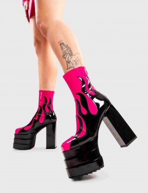 Lamoda Reborn Plataforma Ankle Boots Fucsia | 7209OTDVY