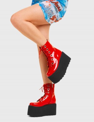 Lamoda Renegade Fornido Plataforma Ankle Boots Rojos | 2475UIGRN