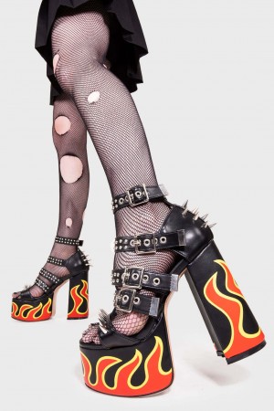 Lamoda Revin' Plataforma Sandals Negros | 2938DZNCV