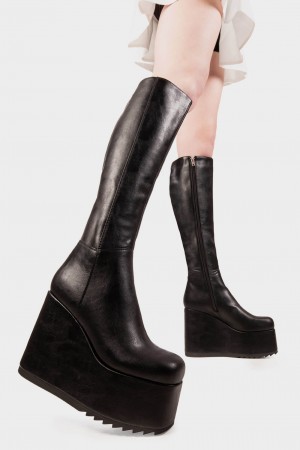 Lamoda Right Hand Fornido Plataforma Knee High Boots Negros | 7316UQZKT