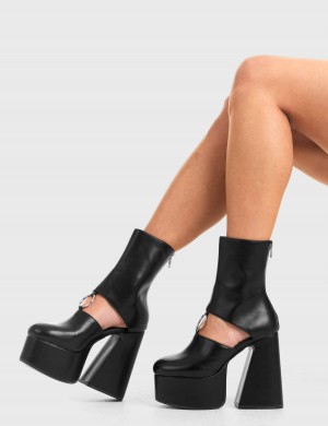 Lamoda Ring Me Plataforma Ankle Boots Negros | 2546IACZB