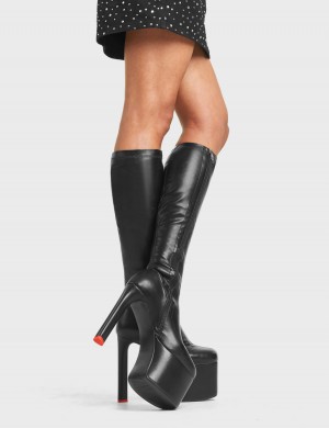 Lamoda Rockstar Girlfriend Plataforma Knee High Boots Negros | 9417GNKZE