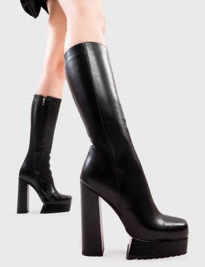 Lamoda Second Nature Plataforma Knee High Boots Negros | 2014OCPDB