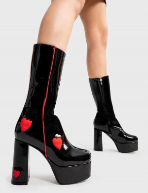 Lamoda Secret Lovers Plataforma Calf Boots Negros Rojos | 6214FLQIE