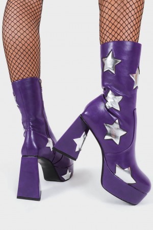 Lamoda Seeking Stars Plataforma Ankle Boots Morados Plateados | 6071WBGPE