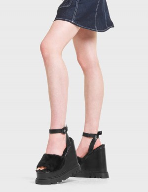 Lamoda Softie Fornido Plataforma Sandals Negros | 5048NKTPU