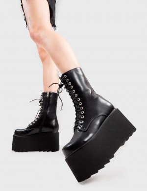 Lamoda Steady Fornido Plataforma Ankle Boots Negros | 1895FYGIB