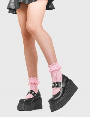 Lamoda Survivor Fornido Plataforma Creeper Shoes Negros | 1807GVFSD