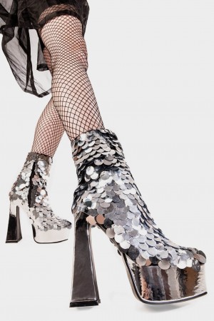 Lamoda Those Eyes Plataforma Ankle Boots Plateados | 6132HMDLJ