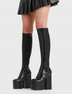 Lamoda Timer Plataforma Knee High Boots Negros | 2156LAEPV