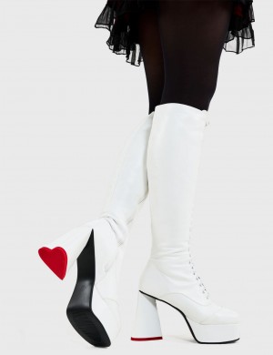 Lamoda Too Cute Plataforma Knee High Boots Blancos | 6309PWZCJ