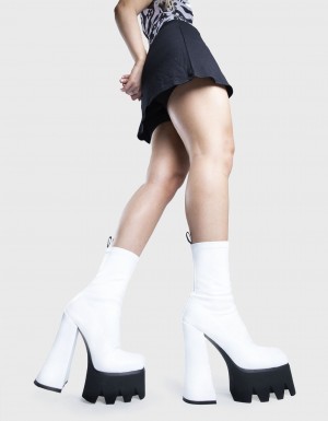 Lamoda Troublemaker Plataforma Ankle Boots Blancos | 8519SWAPU
