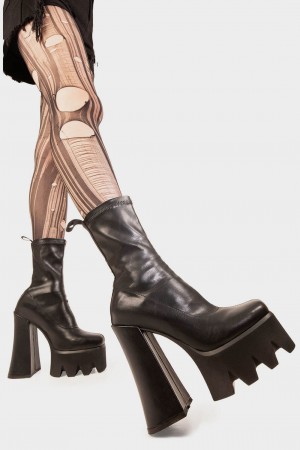 Lamoda Troublemaker Plataforma Ankle Boots Negros | 1892KYGIL