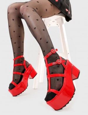 Lamoda Turquoise Breeze Fornido Plataforma Sandals Rojos | 4793PAZNQ