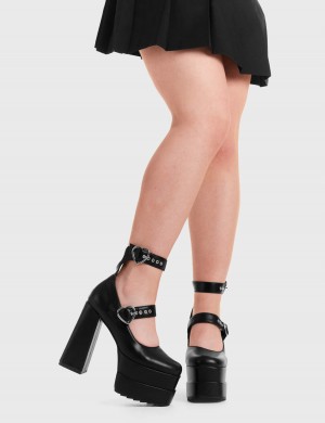 Lamoda Two Timing Plataforma Heels Negros | 7693UTFJK