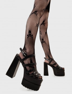 Lamoda Voices Plataforma Sandals Negros | 1857JHBEN