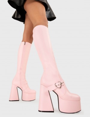 Lamoda Walk With Love Plataforma Knee High Boots Rosas | 0642FTDML