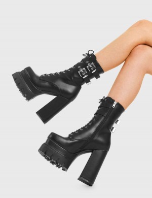 Lamoda Wannabe Plataforma Ankle Boots Negros | 3196TIYHP
